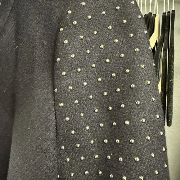 Zara navy coat with studded sleeves seen on gossip girl - Picture 13 of 15